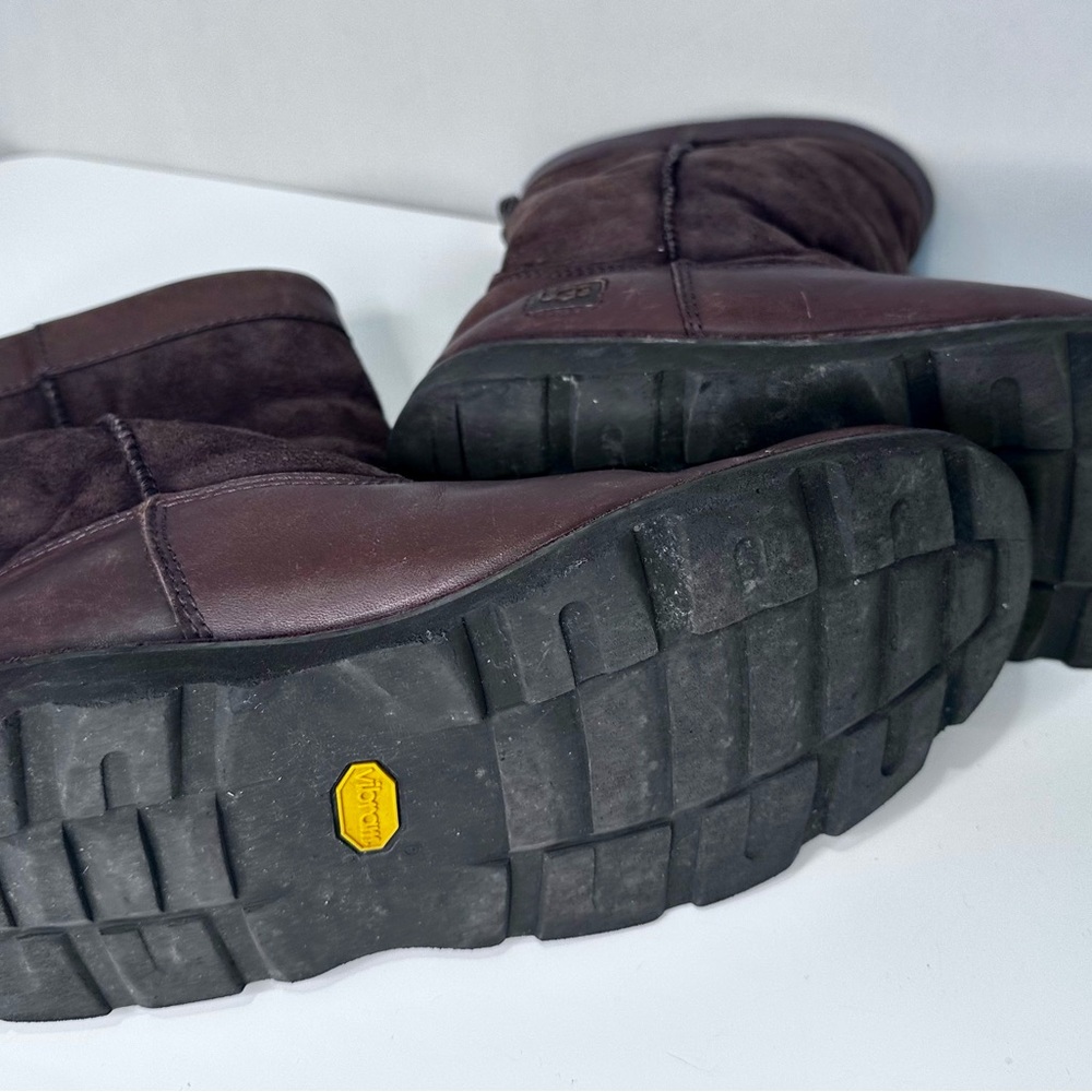 UGG Dark Brown Leather and Suede Winter Boots - Picture 5 of 10